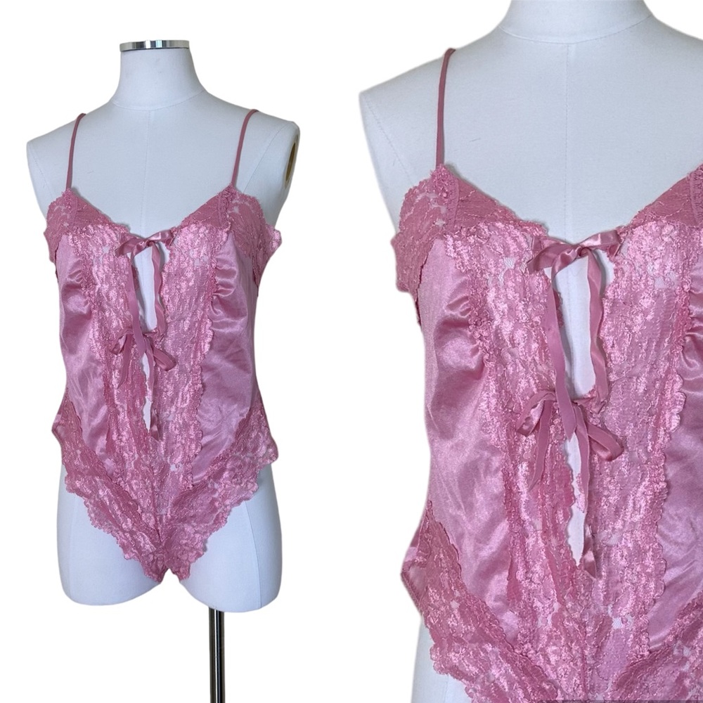 Vintage Union Made Pink Sheer Lace Lingerie Teddy